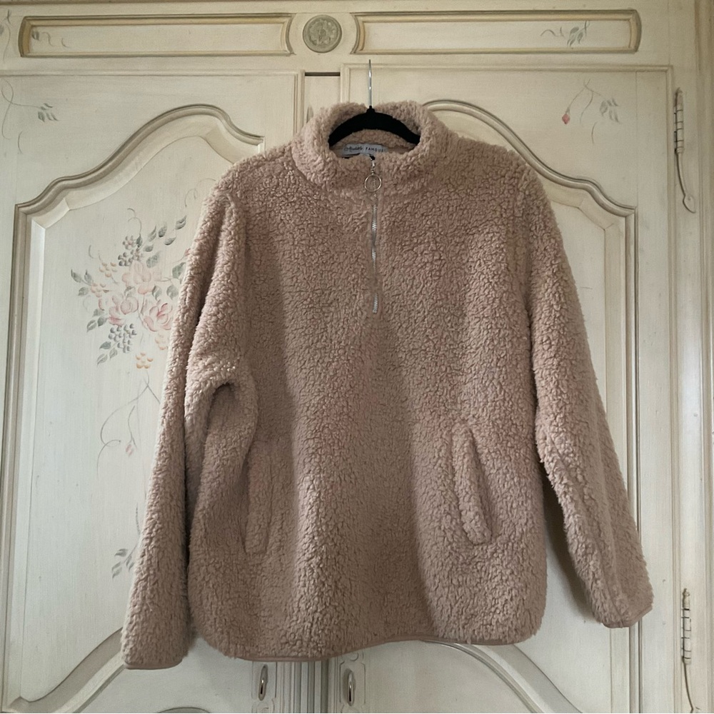 Cozy Tan Sherpa Pullover